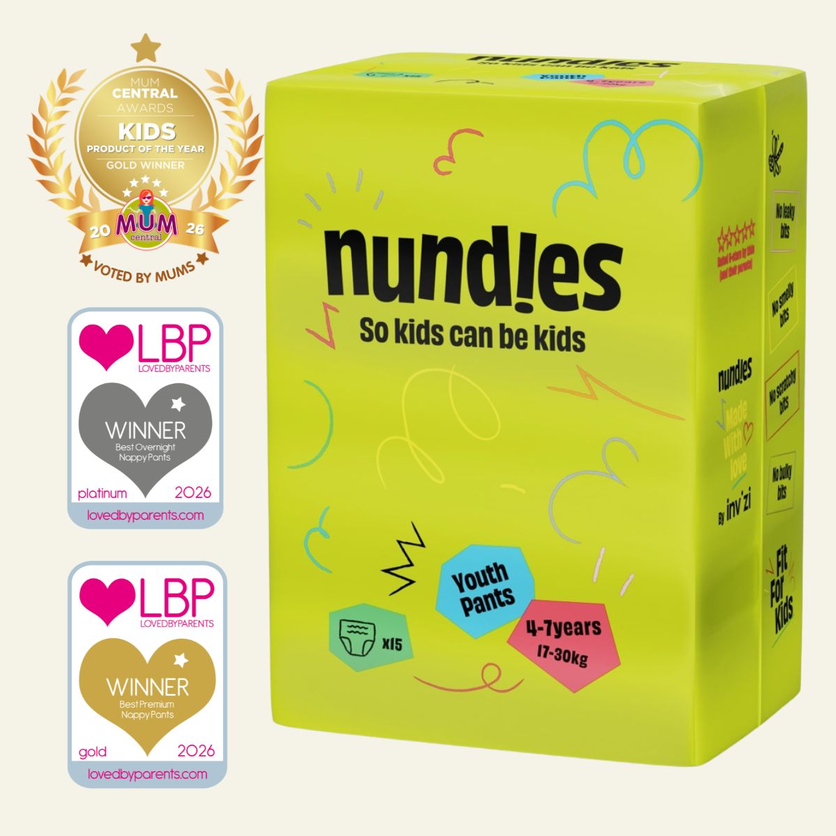 Nundies Pañal Braguita Para Niños  4-7 Años
